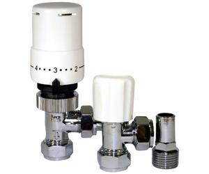 Tower Flue Components TRVPACK Thermostatic Angled Radiator Valve with Lockshield