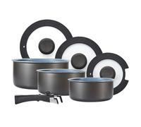 Tower Freedom T800201 7 Piece Cookware Set with Ceramic Coating, Stackable Design and Detachable Handle, Graphite, Aluminium, Black