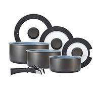 Tower Freedom T800201 7 Piece Cookware Set with Ceramic Coating, Stackable Design and Detachable Handle, Graphite, Aluminium, Black