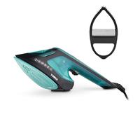 Tower Garment Steamer 1800W, 2-in-1 Steamer & Iron for Flexible Garment Care, One Temperature Technology, 25-Second Heat-Up, Ceramic Soleplate, 180ml Tank, Black & Teal (T22031TL)