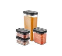 Good Food in Partnership with Tower 4 Piece Food Storage Set, Airtight Easy Lift Lids, Stackable Design, 1x Large (3.2L), 1x Medium (1.55L), 2 x Small (0.61L), Transparent, GF847080