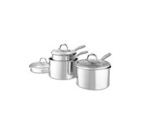 Good Food by Tower Tri-Ply 3 Piece Saucepan Set with Lids, Induction Compatible, Stainless Steel