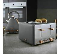 Tower Grey & Rose Gold Cavaletto 4 Slice Toaster & 1.7L Pyramid Kettle -SET