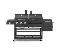 TOWER T978507 3 Burner Grill Gas & Charcoal BBQ & Smoker - Black