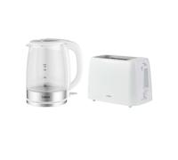 Tower Illuminating Kitchen Set, 1.7L Fast Boil Kettle & 2 Slice Toaster, White, PT10090WHT + PT20087WHT, EEJB321