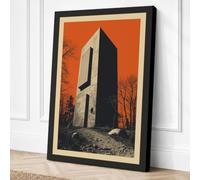 Tower in Desolate Land Rustic Canvas Wall Art Print 24x16 Inch