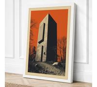 Tower in Desolate Land Rustic Canvas Wall Art Print 24x16 Inch
