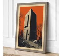 Tower in Desolate Land Rustic Canvas Wall Art Print 36x24 Inch
