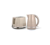 Tower Solitaire Kitchen Set, 1.5L Rapid Boil Kettle & 2 Slice Toaster, Latte and Chrome Accents, T10075MSH, T20082MSH
