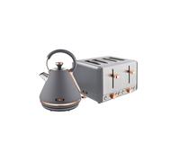 Tower Cavaletto Kitchen Set, 1.7L Rapid Boil Kettle & 4 Slice Toaster, Grey and Rose Gold, T10044RGG, T20051RGG