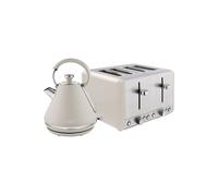 Tower Cavaletto Kitchen Set, 1.7L Rapid Boil Kettle & 4 Slice Toaster, Latte with Chrome, T10044MSH, T20051MSH