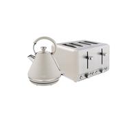 Tower Cavaletto Kitchen Set, 1.7L Rapid Boil Kettle & 4 Slice Toaster, Latte with Chrome, T10044MSH, T20051MSH