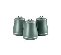 Tower Renaissance Bread Bin, 16L Capacity, Simple Pull Lid and Set of 3 Storage Canisters for Coffee/Sugar/Tea, 1.5L, Forest Green