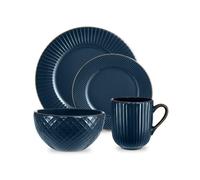 Tower Kitchen Retro Empire Midnight Blue 16 Piece Dinnerware Plate Mug Bowl Set