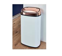 Tower Kitchen Bin with Sensor Lid, Automatic Soft-Close, Manual Override, 58 Litre, White and Rose Gold, T80904RW