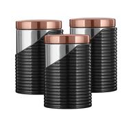 Tower T826001RB 3pc Linear Storage Canister, Black & Rose Gold Kitchen Jars
