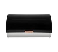 Tower T826000RB Linear Roll Top Bread Bin Black & Rose Gold Stainless Steel