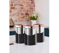 Tower Linear Rose Gold Set Of 3 Storage Canisters Black