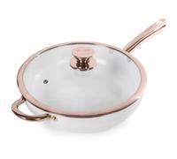 Tower Linear Saute Multi-Pan 28cm with Lid, Non-Stick Aluminium, White/Rose Gold