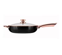 Tower Linear Saute Multi-Pan 28cm with Lid, Non-Stick Aluminium, Black/Rose Gold