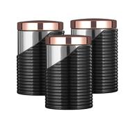 Tower Linear Storage Canisters, Set of 3, Tea/Coffee/Sugar, Rose Gold T826001RB