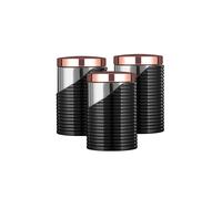 Tower T826001RB 3pc Linear Storage Canister, Black & Rose Gold Kitchen Jars