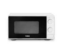 Tower 800W 20L Manual Microwave with 6 Heat Settings, Defrost, White & Chrome