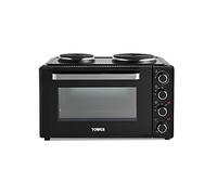 Tower Mini Oven with Adjustable Temperature Control, 42 Litre, 90 Minute Timer, Baking Tray and Wire Rack, Black with Silver Accents, T14045