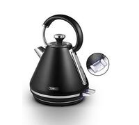 Tower T10087BLK Mirage Kettle with Digital Control Panel, Variable Temperature Function, Rapid Boil Technology, Viewing Window, Removable Filter, 3kW, 1.7L, Black & Chrome