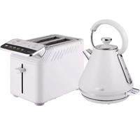 Tower Mirage Kitchen Set, 1.7L Rapid Boil Kettle, 2 Slice Toaster with Digital Control Panel, 925W, White with Chrome Trim, T10087WHT & T20096WHT