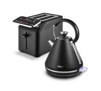 Tower Mirage Kitchen Set, 1.7L Rapid Boil Kettle, 2 Slice Toaster with Digital Control Panel, 925W, Black with Chrome Trim, EEJB333