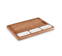 Tower Multi-Purpose Chopping Board with Ceramic Bowls, Suitable for Food Preparation and Serving, Mango Wood, T847044