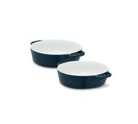 Barbary & Oak Nattura Set of Two 21.5cm Round Baking Dishes, Made from Strong Stoneware, Smooth Glaze Interior, Easy Grip Handles, Dishwasher Safe, Agave