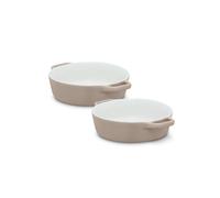 Barbary & Oak Nattura Set of Two 21.5cm Round Baking Dishes, Made from Strong Stoneware, Smooth Glaze Interior, Easy Grip Handles, Dishwasher Safe, Cashmere