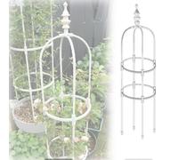 Tower Obelisk Garden Trellis, 60cm To 180cm Tall Metal Support For Indoor/Outdoor Climbing Vines And Flowers, Black/White (Color : Cream, Size : 28x150cm/11x59in)