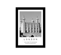 Tower of London Travel Print London Wall art Black and white Poster A5 Print in Black frame 18 X 24.5cm (7x9.6inch)
