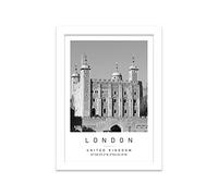 Tower of London Travel Print London Wall art Black and white Poster A5 Print in White frame 21 X 24.5cm (7x9.6inch)