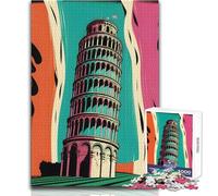 Tower of Pisa Italy Colors Puzzles for Teenagers 1000 Pieces Problem Solving Educational Fun Wonderful Thoughtful Present Option Size 38x52cm
