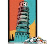 Tower of Pisa Italy PopArt Puzzle Unique Home Decor Paper Rectangular Jigsaw Puzzle for Adults Teen 1000pcs (26x38cm)