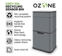 Tower Ozone Recycling Sensor Bin, 50L,Hands Free Opening, Grey T938021GRY