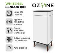 Tower Ozone Sensor Bin with Legs, Large 65L, Hands Free, White, T938022WHT