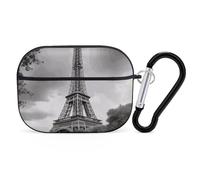 Tower Paris AirPod Pro Case, Anti Scratch Hard PC Cover with Keychain, AirPod Pro 2nd/1st Case Accessories for Women Men, Black-Style