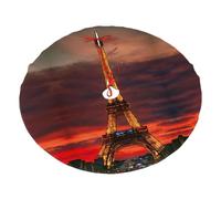 Tower Paris Printing Christmas Tree Skirt With 3 Red Rope Ties Xmas Trees Mat Soft Farmhouse Holiday Decoration