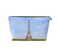 Tower Paris Prints PVC Leather Travel Toiletry Bag with Silver Zippers, Waterproof Cosmetic Organiser for Makeup, Toiletries & Essentials