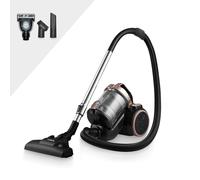 Tower T102004BLGPET RXP10PET Multi-Cyclonic Bagless Cylinder Vacuum Cleaner with Crevice Tool, Floor Brush, Small Brush, Pet Attachment, Automatic Cord Rewinder, 1.5L, 800W, Blush Gold