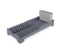 Tower T814001GRY Plastic Dish Drying Rack with Removable Cutlery Holder, Drainage Spout, Sloping Base, Grey