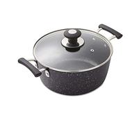 Tower Precision 24cm Non-Stick Forged Aluminium Stock Pot Diamond Coating, Soft Grip Handles, Black