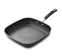 Tower T900115 Precision 28cm Non-Stick Forged Aluminium Grill Pan Diamond Coating, Soft Grip Handle, Black