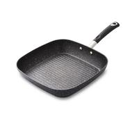 Tower T900115 Precision 28cm Non-Stick Forged Aluminium Grill Pan Diamond Coating, Soft Grip Handle, Black