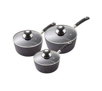 Tower Precision 3 Piece Non-Stick Forged Aluminium Pan Set with Black Diamond Coating - Soft Black